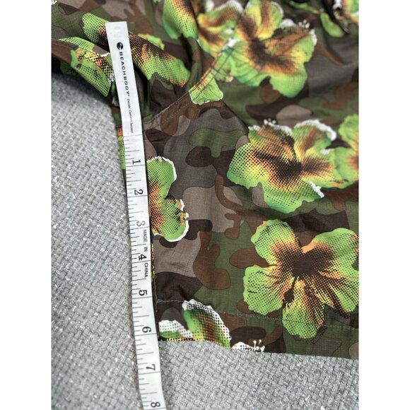 Maui And Sons Swim Trunks Mens 30‎ Green Camo Floral Hawaiian Ripstop Beach - Picture 7 of 10